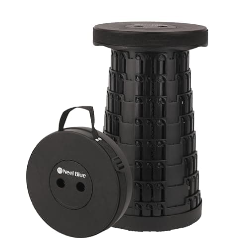 Trimming Shop Telescopic Folding Stool Portable Seat 440lbs, Black