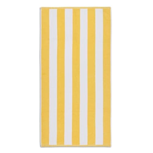 La Maison Cabana Stripe Beach Towels 100% Cotton 70cm x 150cm Large Pool Towel Absorbent Supersoft Quick Dry Sand Proof Beach Towel Holiday Yoga Gym Swimming Towel (2, Yellow)