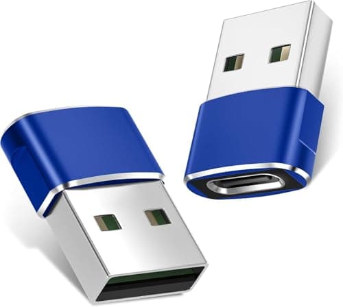USB C to USB Adaptor, Type C Adapter, Type C Female to USB Male Converter with 5Gbps Data Transfer & Fast Charging, Compatible with All Devices with Laptop, PC, Power Bank (Blue)
