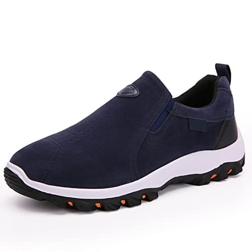 Bestgift Men's Non-slip wear-resistant breathable outdoor hiking shoes low-top shoes Blue EU48/UK10.5