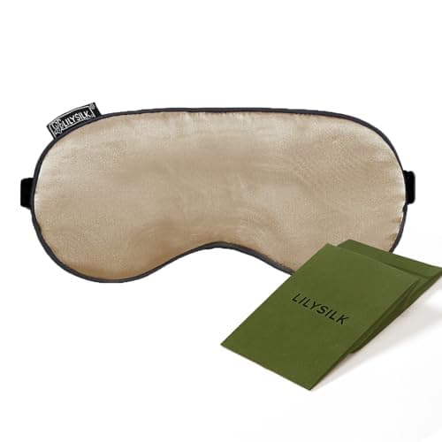 LILYSILK 100% Pure Silk Sleep Mask Blindfold Natural Silk Filled Eyecover Soft Skin-Friendly Sleeping Eye Mask with Adjustable Strap for Women and Men Taupe