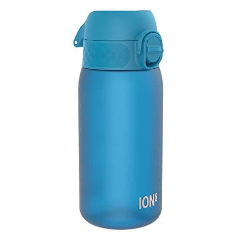 ION8 Kids Water Bottle, 350 ml/12 oz, Leak Proof, Easy to Open, Secure Lock, Dishwasher Safe, BPA Free, Carry Handle, Hygienic Flip Cover, Easy Clean, Odour Free, Carbon Neutral, Blue