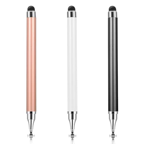 Oruola 3 Pack Tablet Stylus,2 in 1 Stylus Pens for Touch Screens,High Sensitivity Touch Screen Pen for Android,Tablets,Smartphones (Black,White,Rose Gold)
