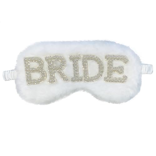 Bride Sleep Eye Mask Pearls Eye Mask Bride to Be Gifts Soft Plush Bridal Blindfold Eye Cover for Sleeping Wedding Bachelorette Hen Party Presents Y7MRXNYZ