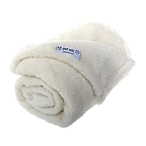 Soft Fluffy Fleece Blanket for Cats & Dogs | Warm Pet Throw | Machine Washable | Bed Blanket and Travel | Protects Furniture | Cream, Medium 80 x 100cm