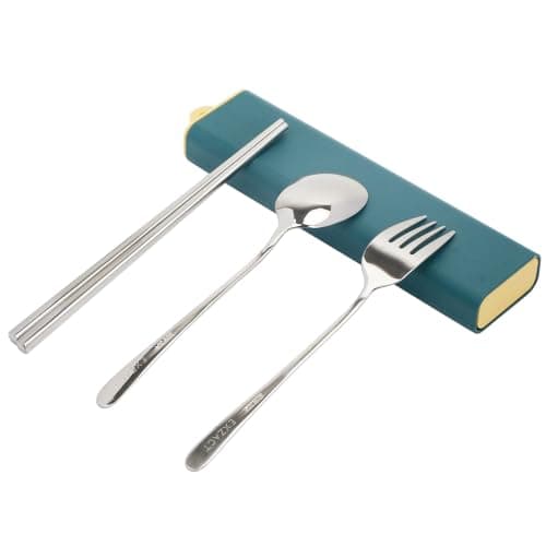 EXZACT 18/10 Stainless Steel Travel Cutlery Set with Case and Chopsticks