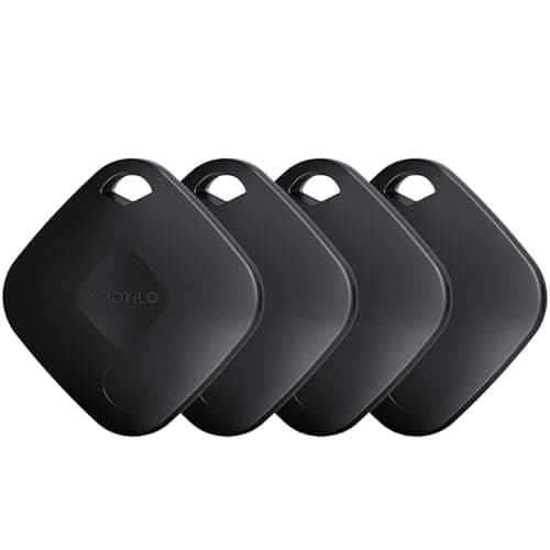 Yipoyilo Dual System Air Tracker Tag, Bluetooth Tracker Work with Apple Find My and Google Find Hub for iPhone iOS Android, Item Tracker for Luggage Key Bags etc 4 Pack Pure Black