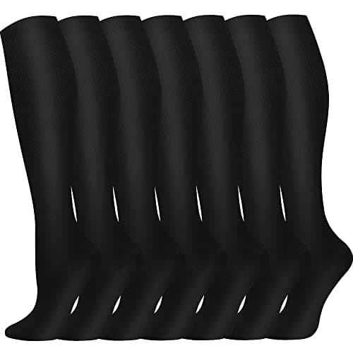 Pnosnesy Compression Socks, (2/4/6/7 Pairs) for Men & Women 15-20 mmHg is Best for Athletics, Running, Flight Travel, Support