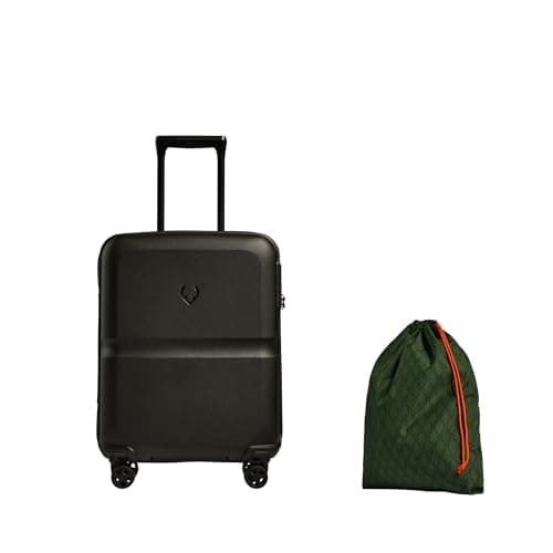 ANTLER Single Stripe Hard Shell Cabin Suitcase with Laundry Bag - 55x40x20cm 39L, Lightweight, 4 Spinner Wheels, TSA Lock, Black - Carry on Luggage Approved by easyJet, Ryanair and British Airways