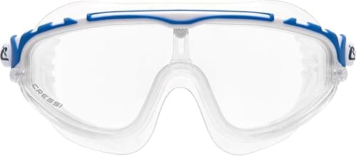 Cressi Skylight Swimming Goggles - Silicone Seal for Adult Swim Goggles - UV Anti-Fog Swimming Mask - Clear/Frame White Blue