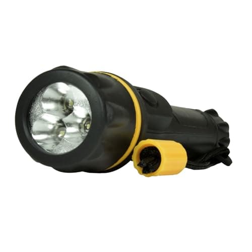 Mercury Heavy Duty LED Rubber Torch Durable Handheld Torch with Wide-Angle LEDs, Anti-Roll Grip, Splash Resistant, Portable and Ideal for Camping, Outdoor, Work and Emergencies 2 AA Batteries