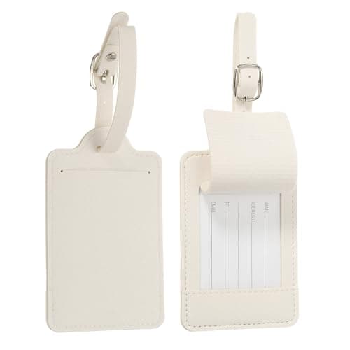 PATIKIL 2 Pcs Luggage Tags, PU Leather Travel Luggage Tags, White