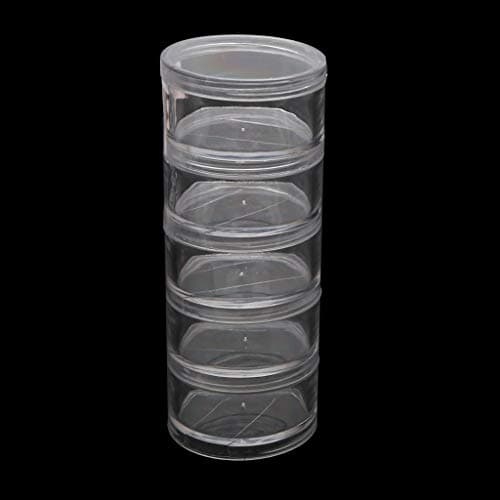 YO-HAPPY Bead Containers, 5 Layer Stackable Bead Containers Small Item Plastic Round Clear Storage Jar Box