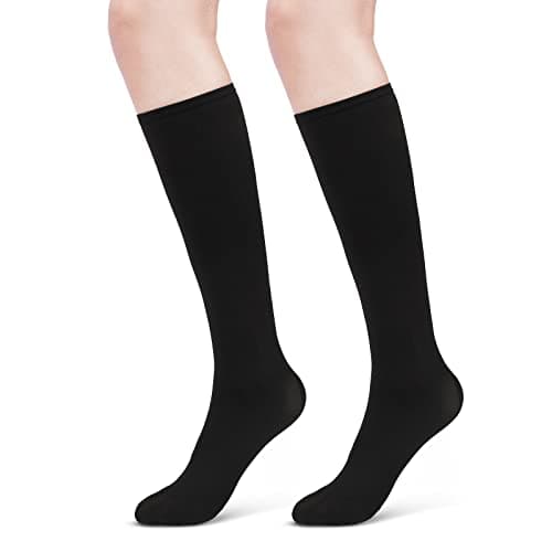 ACWOO Compression Socks for Women & Men, 1 Pairs Black Breathable Thin Compression Stockings, Flight Socks Running Socks for Calf & Ankle Support, Sports, Fly, Maternity Pregnancy, Nurses, Travel