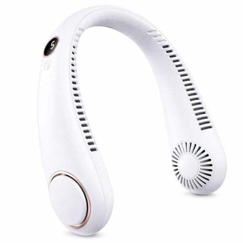 CNMTCCO Portable Neck Fan, Mini USB Neck Fan with Cooling, 5 Speeds Quiet Neck Fan with LED Display, 3000 mAh Battery, Brushless Motor, for Travel and Office