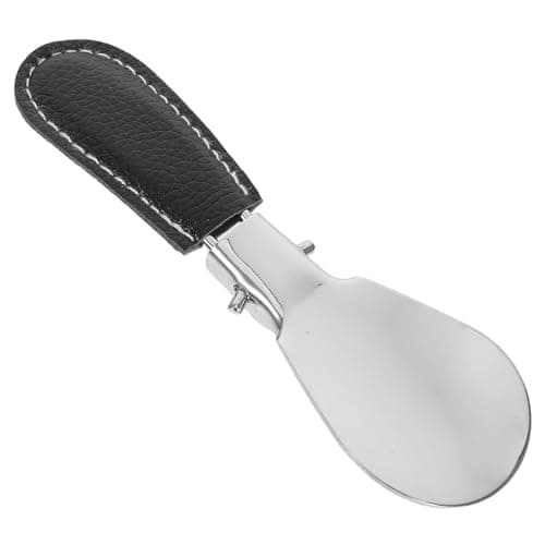 Portable Pu Cover Stainless Steel Shoe Horn with Foldable for Men Women