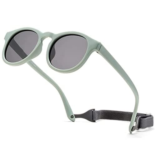iNszkoos Flexible Polarized Baby Sunglass with Strap Adjustable, Infant Outdoor Sunshade UV 400 Protection Soft Silicone Frame Baby Sunglasses for 0-36 Months Toddler Newborn Boys Girls