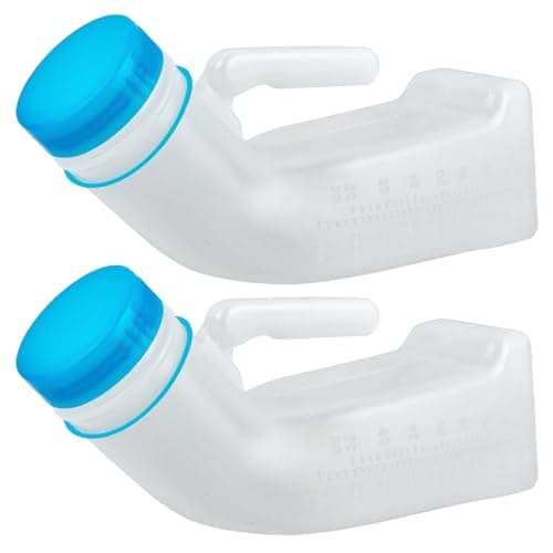 TMBMLPP 2 Pack 1000ml Urinals for Men, Male Urine Bottles Leakproof Glow in The Dark Lid, Portable Pee Bottle for Men, Measuring Scale, Male Urinal Bottle with Lid, for Car Hospital Travel Camping