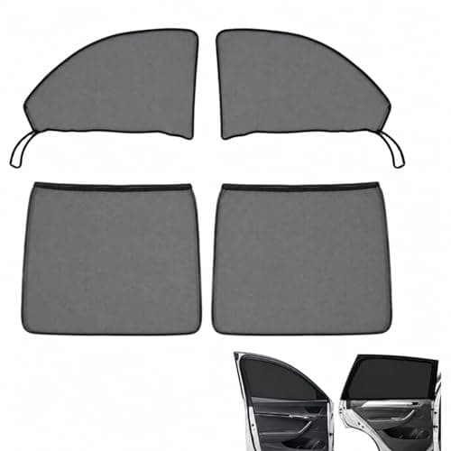 4 Pcs Stretchy Mesh Car Sun Shade, UV Protection Car Sun Shade for Baby Kids Pets, Universal Fit for Front and Rear Side Window for Travel