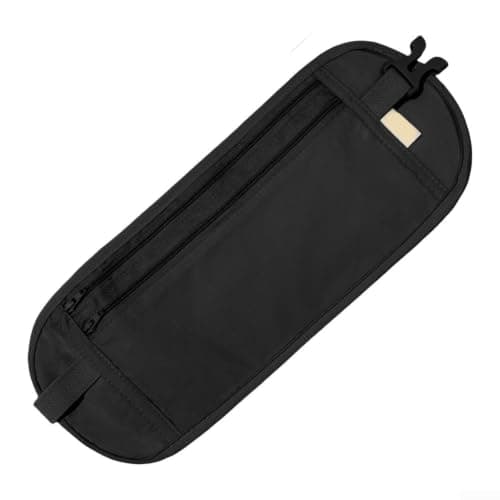 Security Waist Bag 34cm Anti-Theft Hidden Pouch Nylon Mesh Waist Pack 13.4in Breathable Lightweight Travel Money Belt for Men Women Running Hiking Compact Waist Bag 34x13cm for passport Phone (Black)