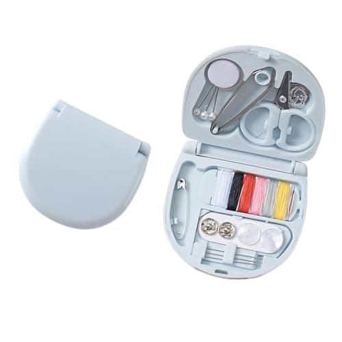Mini Sewing Kit, Portable Needle and Thread Kits, Compact Travel Sewing Kit with Scissors, Thimble, Buttons, Safety Pins & More, Ideal for Home and Emergency Repairs (1Pcs Blue)