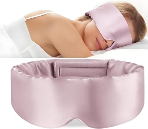 TOPNMA 100% Silk Sleep Mask, Large Blackout for Side Sleeper - Lotus Pink