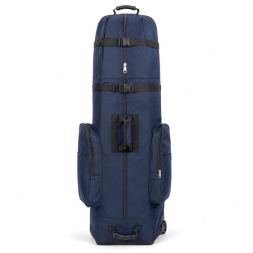 Golf Travel Bags with Wheels, 1200D Heavy Duty Oxford Wear-Resistant with Extra Storage Bag, Lightweight & Portable Golf Club Travel Cover for Airlines Easy Storage,Blue:Upgrade