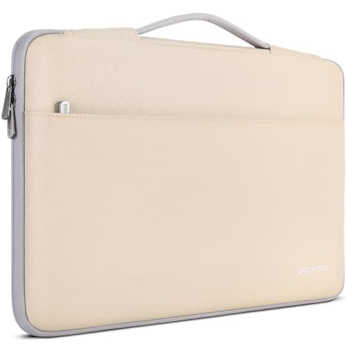 DOMISO 14 inch Laptop Case Sleeve Protective Cover Compatible with 15 inch MacBook Air M4 M3 M2,MacBook Pro,14-15 inch HP Dell ASUS Lenovo Chromebook,Waterproof Computer Cases Bag with Handle,Beige