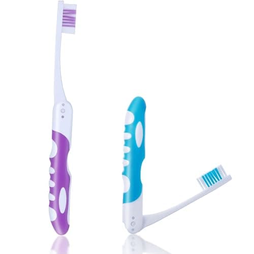 2 Pcs Travel Toothbrush Set, Folding Toothbrush, Soft Mini Toothbrushes for Travel Camping Hiking
