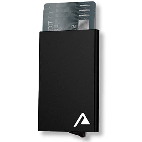 Auners - Card Holder Wallet Mens Minimalist Slim Metal RFID Blocking Contactless Card Protector Pop-Up Gift for Man Him Christmas Stocking Filler