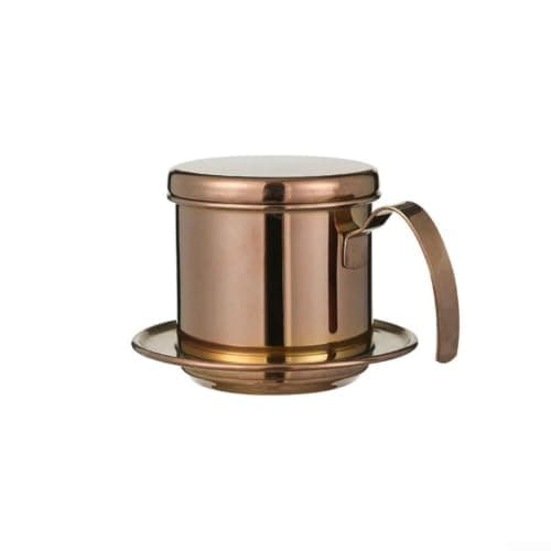 Vietnamese Coffee Filter 304 Stainless Steel Gold Stovetop for moka Pot 304 Steel Compact Design Portable Coffee Maker for Travel Camping Gold Small Coffee Press 10.5cm High Density Filter Drip Coffee