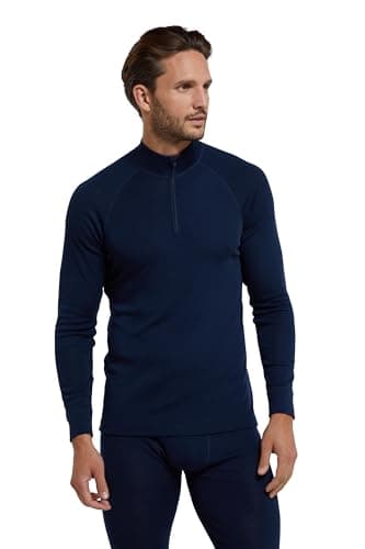 Mountain Warehouse Merino Mens Zip Neck Base Layer Top Navy 4XL