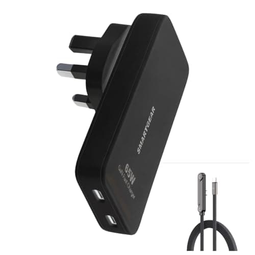 SmartGear 240W Foldable Stand Cable + 65W Ultra-Thin GaN Travel Charger Bundle | Super Fast Charging | Built-In Phone Holder | iPhone 15 16 17, Samsung Galaxy S24 S25 | UK Plug