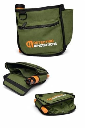 Detecting Innovations Ultimate Waist Pouch for Metal Detecting, Finds Bag with Pinpointer Holster, Durable Metal Detector Accessories (KHAKI GREEN)