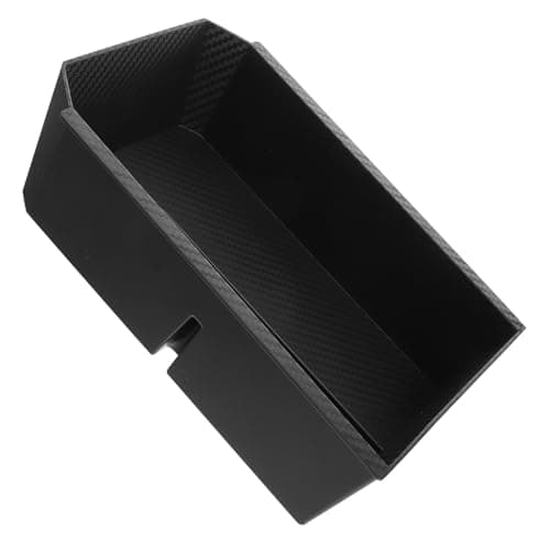 Garneck Carbon Fibre Car Center Console Organizer with Large Storage Capacity and Easy to Clean Surface, Sleek Black Interior Tray for Snacks and Phone Storage in Car Interior