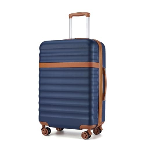 Kono Medium Suitcase 24 Inch Expandable Hardshell Luggage (Navy/Brown)