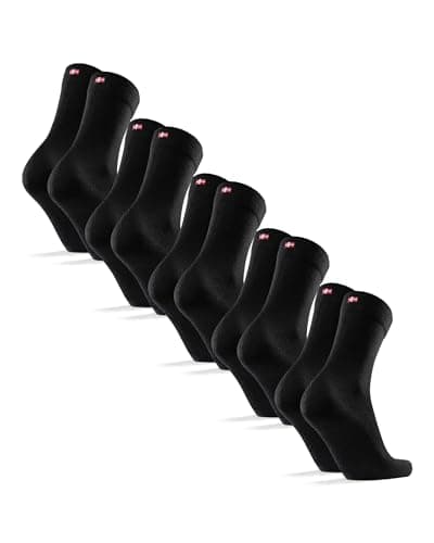 DANISH ENDURANCE Merino Wool Socks Mens, Premium Smart Mens Socks, Breathable Comfort, 3 or 5 Pack, Black-5pack, 6-8