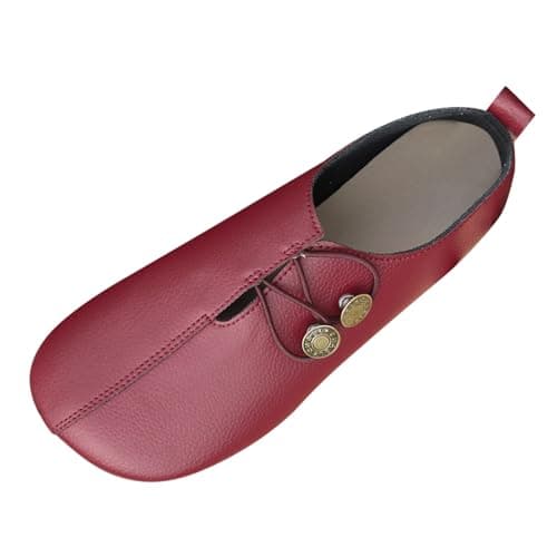 Womens Soft Leather Flats Shoes Casual and Flexible Orthopedic Slip-On Lightweight Trainers Breathable Wide Fit Sneakers Round Toe Moccasins Summer Walking Outdoor Shoe