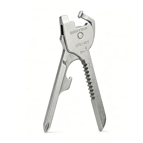 6-in-1 Stainless Steel Mini Multi Tool, Bottle Opener Keychain, EDC Pocket Utility Gadget for Camping, Hiking & Daily Use, Ideal Men’s Gift for Grandparents Day, Birthdays, Boss's Day (Silver 1Pc)
