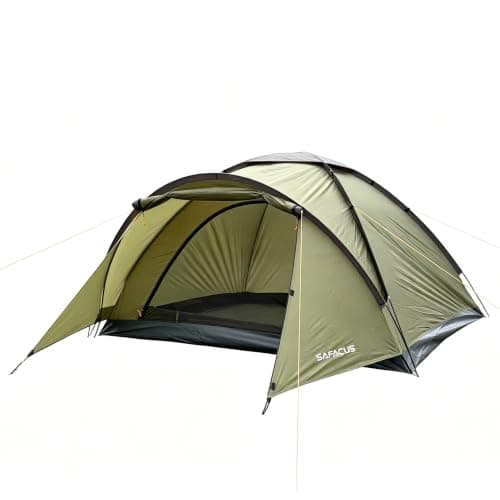 SAFACUS 3-4 Man Camping Tent - Windproof 4 person Dome Tent Lightweight PU4000mm, Waterproof Family tent, Compact, Quick Setup, Outdoors, Backpacking, Trekking