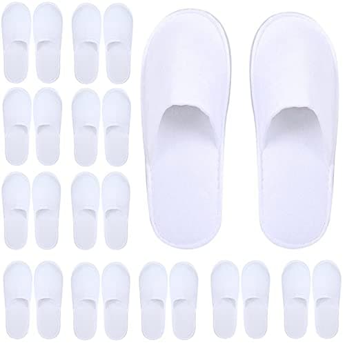 kuou Disposable Spa Slippers 12 Pairs, Closed Toe White for Men Women