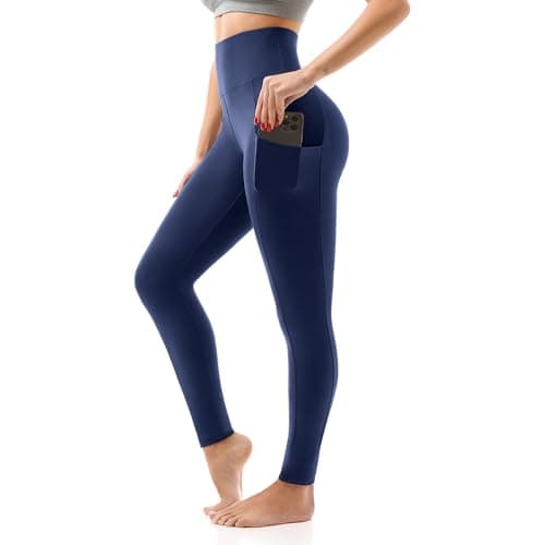 SINOPHANT Womens Leggings with Pockets High Waisted Navy S-M