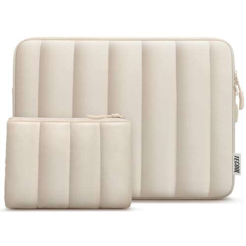 TECOOL Puffy 13.3 Inch Laptop Sleeve Case for Macbook Neo/Macbook Air,Beige
