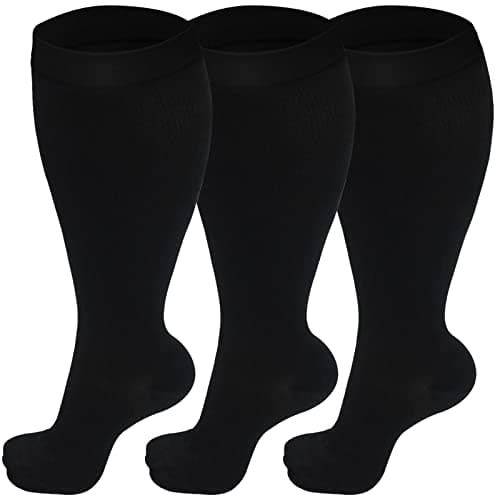Dzpuhuojz 3 Pairs Plus Size Compression Socks (20-30 mmHg) for Women & Men