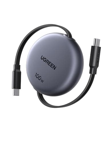 UGREEN Retractable 100W USB C to USB-C Charger Cable, 1M Max, Black