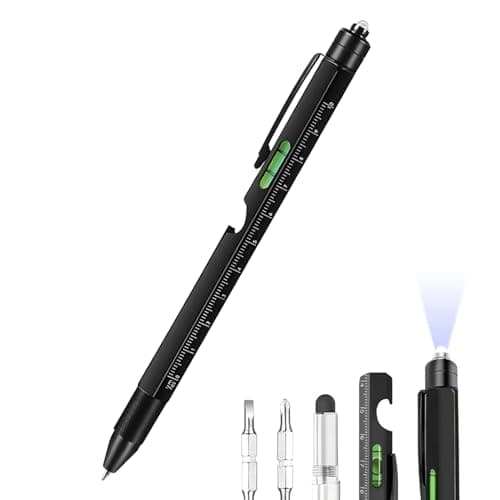 Zquqwa 9 in 1 Multi Tool Pen, Multi Tool Pen for Handyman, Practical Gifts, Birthday Gifts Cool Gadgets for Dad Husband Boyfriend Stocking Fillers, Aluminum Ballpoint Pen with Screwdrivers Flashlight