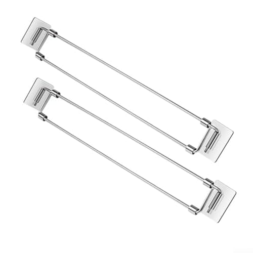 2pcs RV Refrigerator Bar Adjustable Tension Rods Stainless Steel Secure BARSs for Travel Trailer Cabinet Lock Camper Fridge Organizer Storage Solutions Prevent Items Shifting Silver