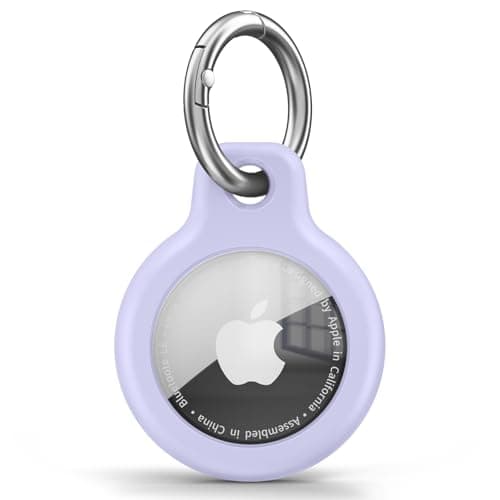 Air Tag Holder Air Tag Silicone Case, with Keychain, TPU Case for Air Tags Keyring for Keys, Bags, Luggage, Pet Collar, Anti-Lost and Scratch-Resistant, Fully Covered (Purple)