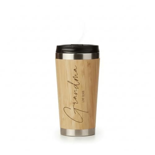 ukgiftstoreonline Personalised Engraved Insulated Grandma Travel Mug, 420ml Capacity Gift for Birthday Christmas or Mothers Day