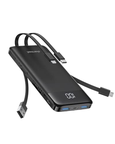 Charmast Portable Charger, 10000mAh Power Bank with Built in 4 Cables